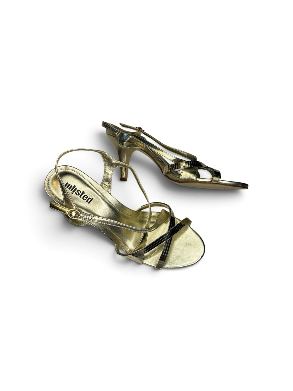 Unlisted Metallic Gold Strappy Slingback Heels